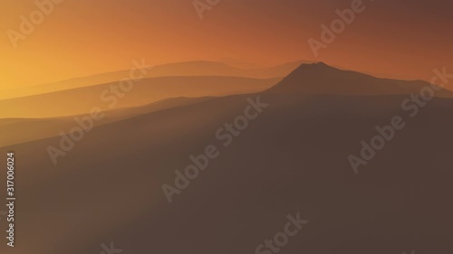 Flying Over Endless Desert Landscape With Sandy Dunes Seamlessly Repeating Video Loop