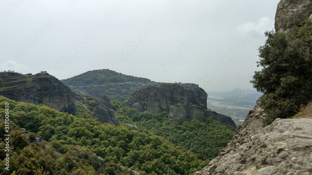 Naklejka premium Landscape of the unique & beautiful geology and monastery`s of Meteora Greece.