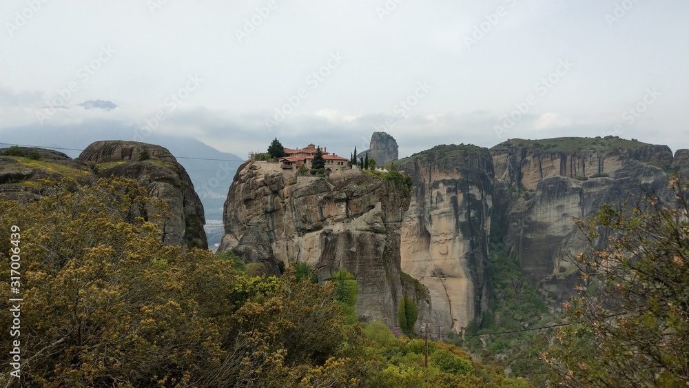 Landscape of the unique & beautiful geology and monastery`s of Meteora Greece.