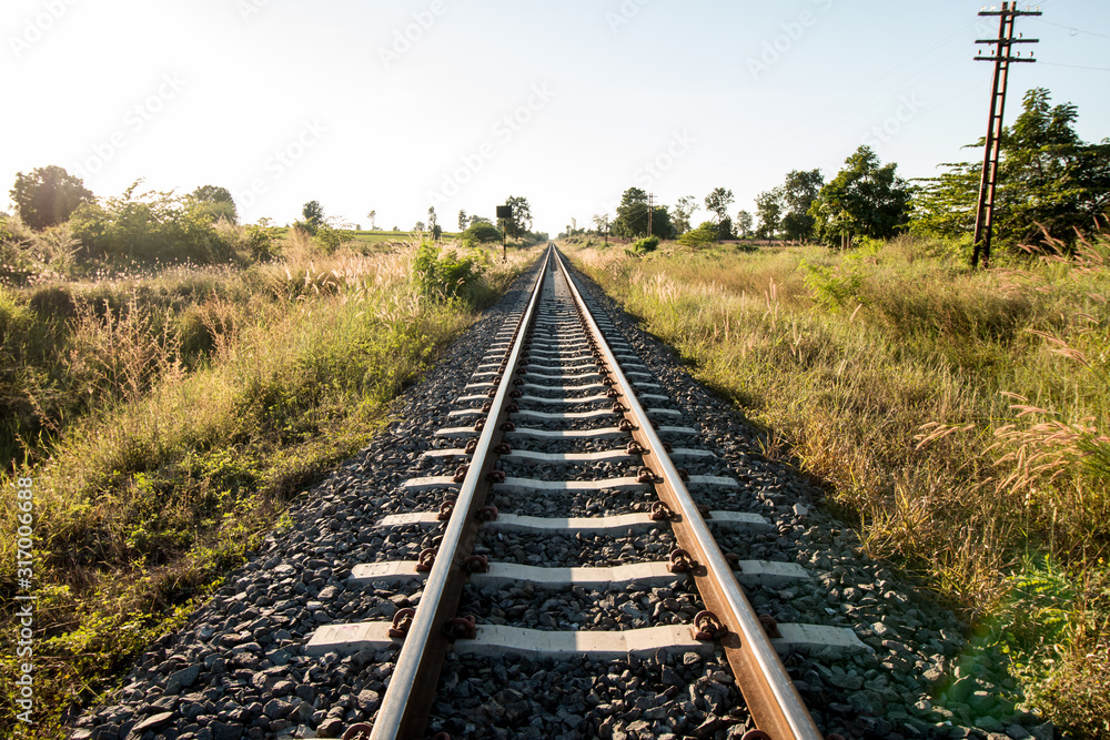railway track train transport in field