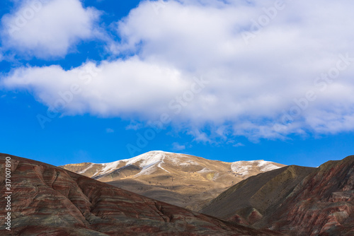 View of the beautiful striped red mountain