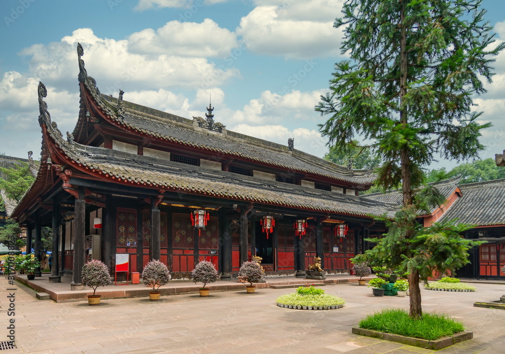 Gardens, inner courtyards and temples belonging to Wenshu Yuan Temple in Wenshu Monastery, Chengdu city, China