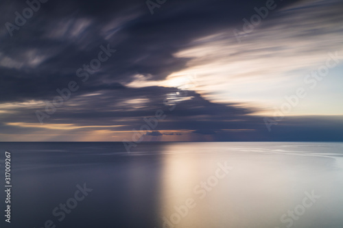 Long exposure sunset view of the sea at Futou coast in Izu peninsula, Shizuoka Prefecture, Japan