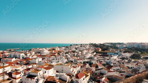 AERIAL: Flying over the city of Lagos in Portugal