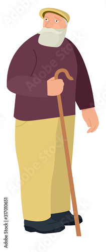 Farming today Elderly shepherd Organic farm Cartoon Flat Vector Illustration Isolated object