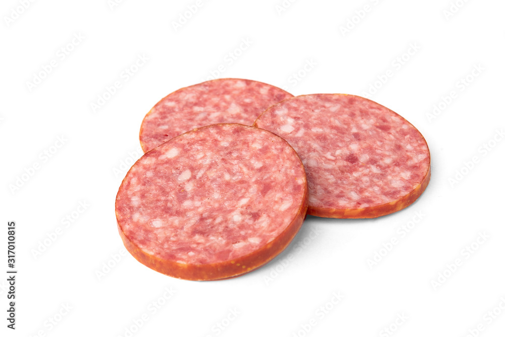 Smoked sausage isolated on white background. Smoked sausage isolated on white background.