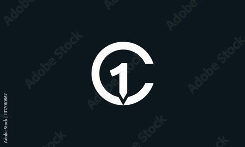 Minimalist line art Letter C1 logo. This logo icon incorporate with letter C and One in the creative way. photo
