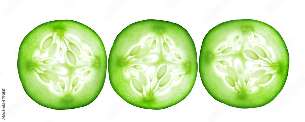 Fresh slice cucumber on white background