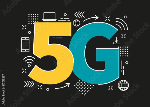 5G sign logo vector illustration. Technology network icons. Illustration wireless 5g internet symbol in flat and line minimalism style...
