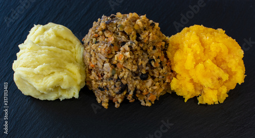 Vegetarian Haggis with Neeps and Tatties