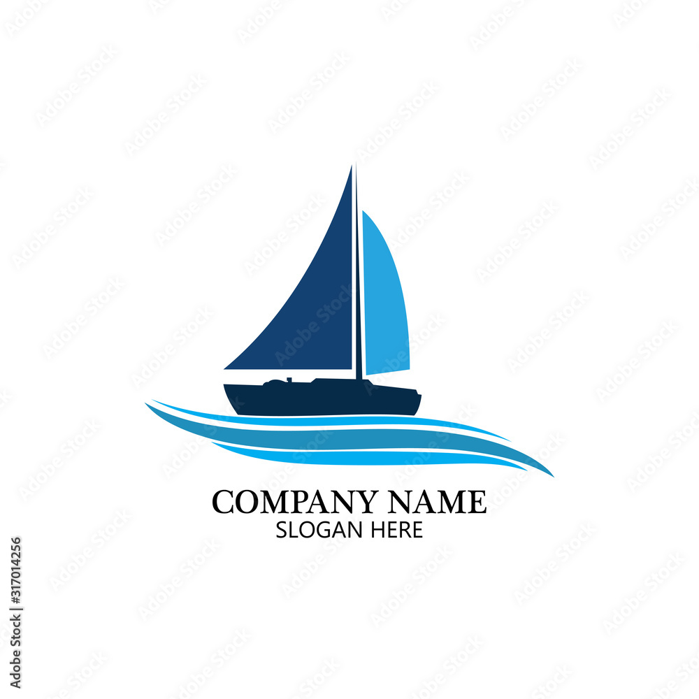 Sailing boat, Daily cruises, sea travel, vector logo-icon Sailing boat, Daily cruises, sea travel, vector logo-icon