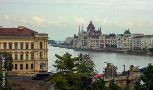 Hungarian Parliament view over Dunai photo