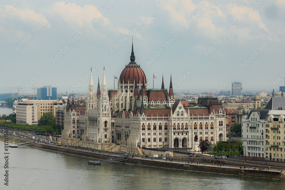 Hungarian Parliament view over Dunai