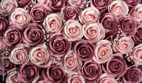 Flowers in bloom  Background of pink roses.