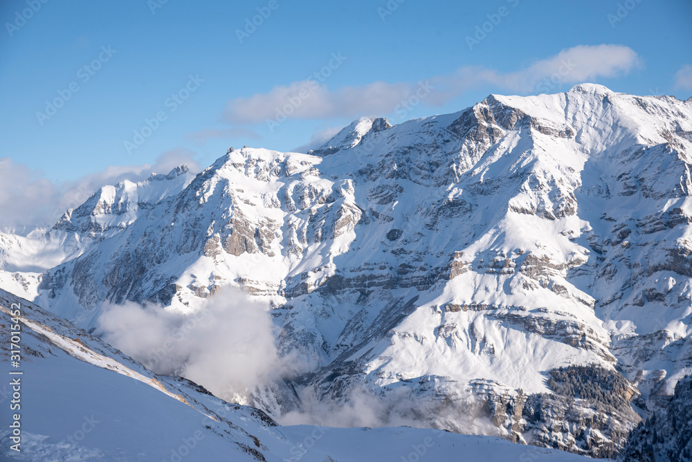 Obraz premium Alps in winter. Urnerboden and the Klausenpass