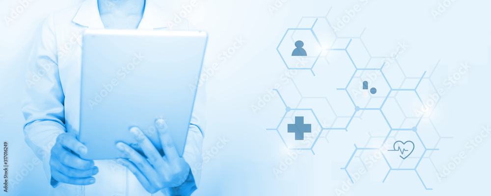 woman young doctor hand holding blur tablet shows a list of patients and icon medical network connection on virtual screen interface.Vaccination concept. laboratory, medical and healthcare woman young doctor hand holding blur tablet shows a list of patients and icon medical network connection on virtual screen interface.Vaccination concept. laboratory, medical and healthcare