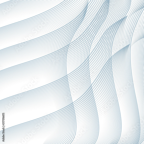 Line art technology pattern. Soft gray warp curves on a white background. Wavy thin crisscross lines. Vector abstract wallpaper. Design for science, industry concepts. EPS10 illustration