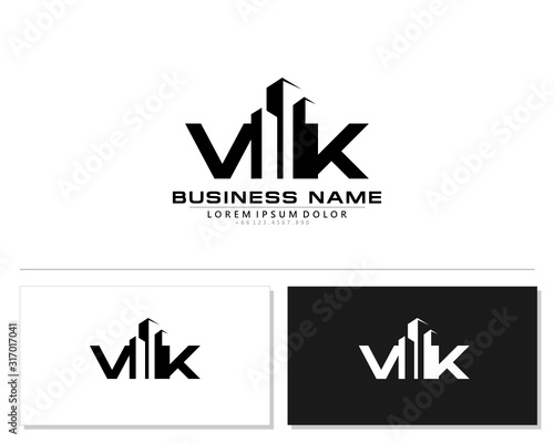V K VK Initial building logo concept