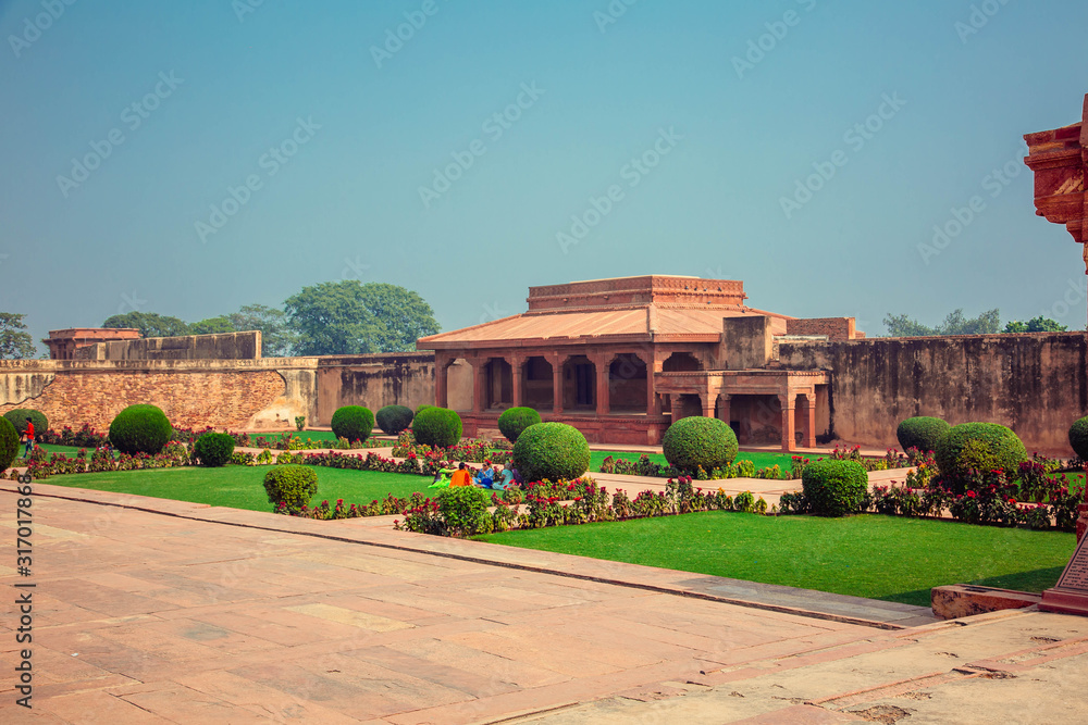 Panch Mahal at the Fatehpur Sikri, a city in the Agra District of Uttar Pradesh, India. 