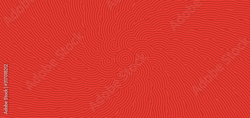 Vector - Radiating Red circles pattern .Geometry background.Chinese concept.