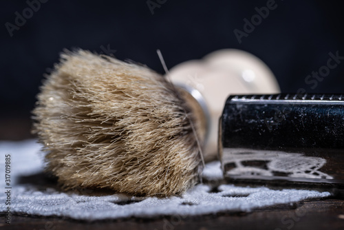 Shaving brush and shaver photo