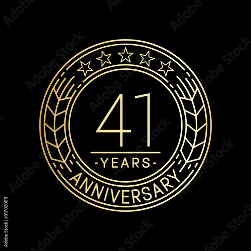 41 years anniversary logo template. 41st line art vector and illustration.
