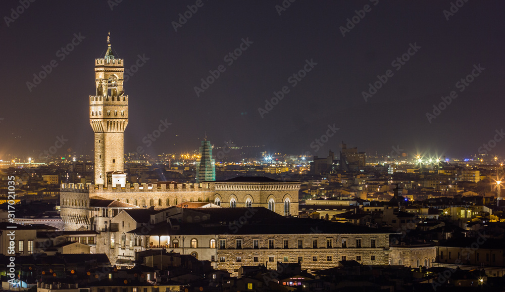 Florence beautiful night view panorama