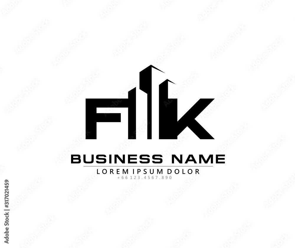 F K FK Initial building logo concept