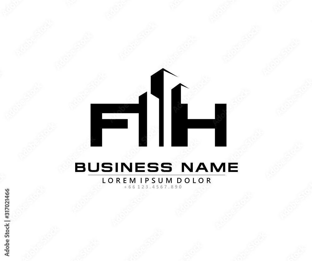 F H FH Initial building logo concept