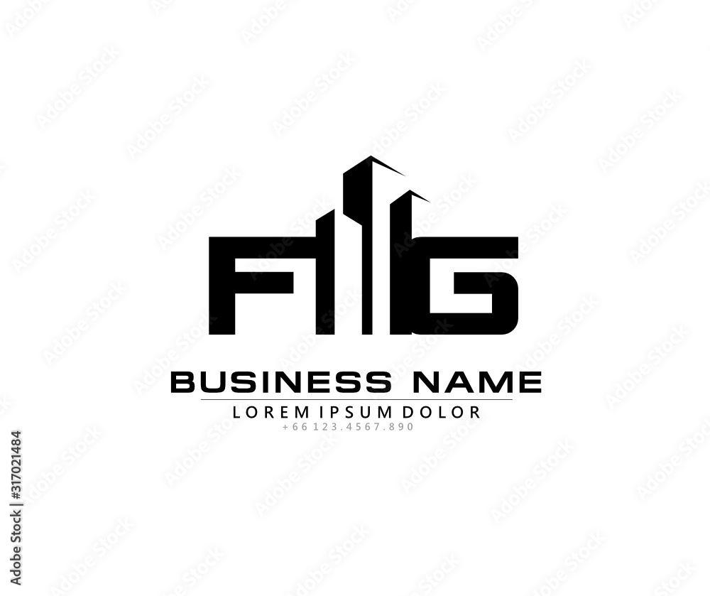 F G FG Initial building logo concept F G FG Initial building logo concept