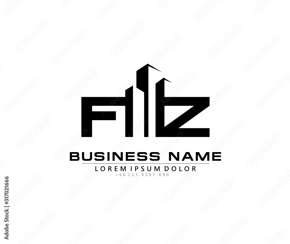 F Z FZ Initial building logo concept