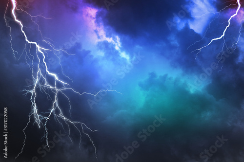 Lightning, thunder cloud dark cloudy sky