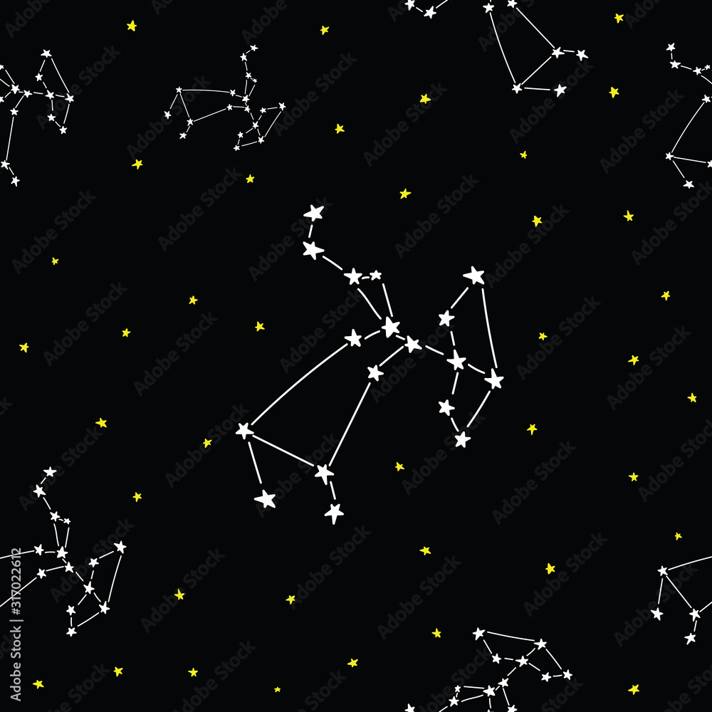 Constellation stars set horoscope decoration seamless pattern Constellation stars set horoscope decoration seamless pattern