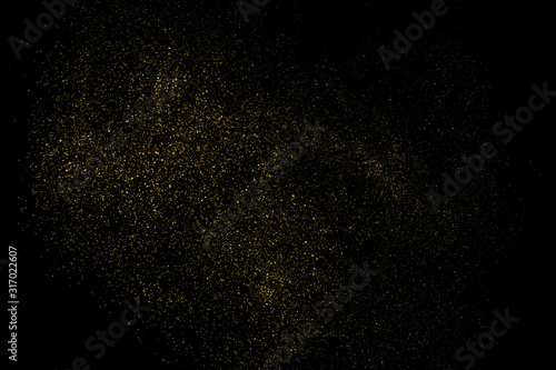 Gold Glitter Texture Isolated On Black. Amber Particles Color. Celebratory Background. Golden Explosion Of Confetti. Design Element. Digitally Generated Image. Vector Illustration  Eps 10.