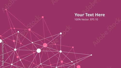 Futuristic crypto colorful blockchain illustration. Vector global creative social network. Abstract polygonal background with lines and dots. EPS 10