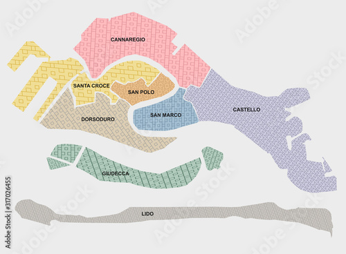  VENICE MAP WITH STREETS OF THE CITY