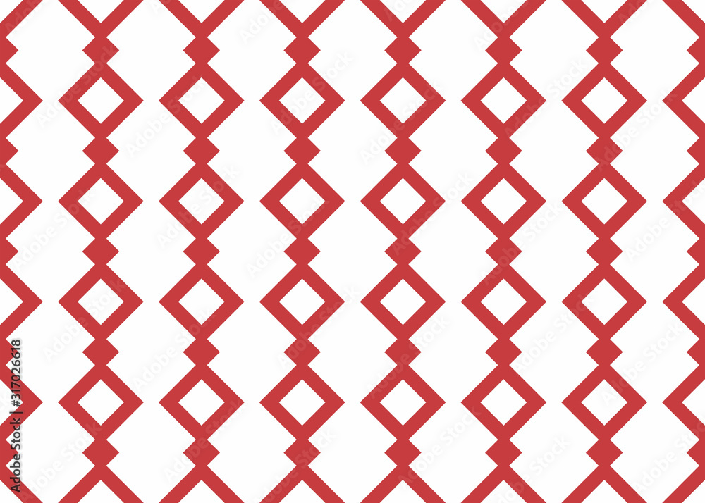 Fototapeta premium Seamless geometric pattern design illustration. Background texture. In red, white colors.