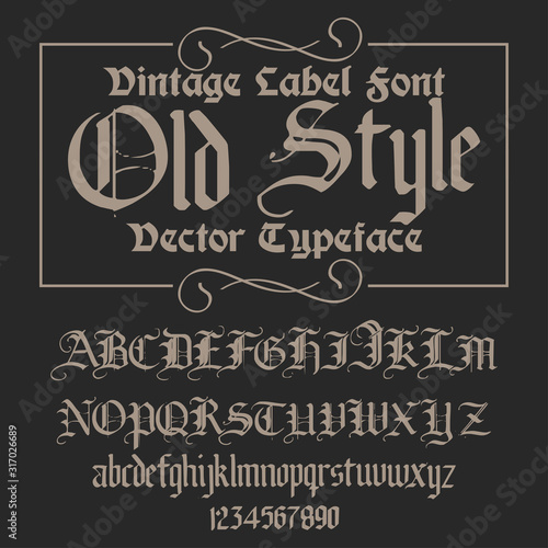  Font  Typeface  Script  Old style - vintage script font. Vector typeface for labels and any type designs Hand drawn typeface. Font illustration