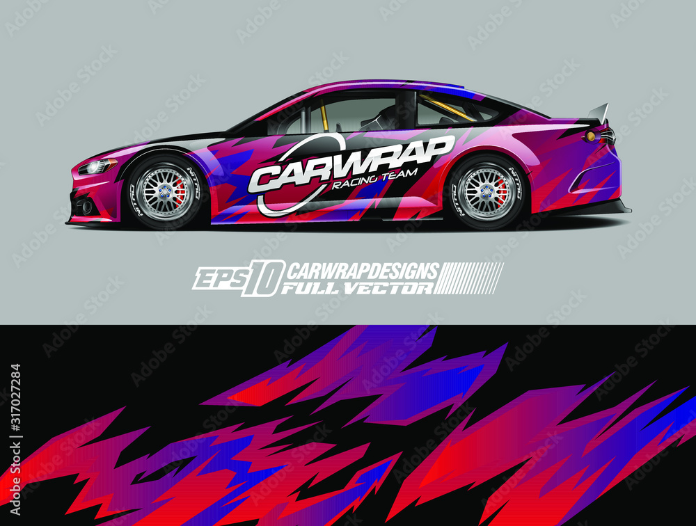 Rally car wrap decal design. Abstract stripe racing background designs for wrap cargo van, race car, pickup truck, adventure vehicle. Eps 10 Rally car wrap decal design. Abstract stripe racing background designs for wrap cargo van, race car, pickup truck, adventure vehicle. Eps 10