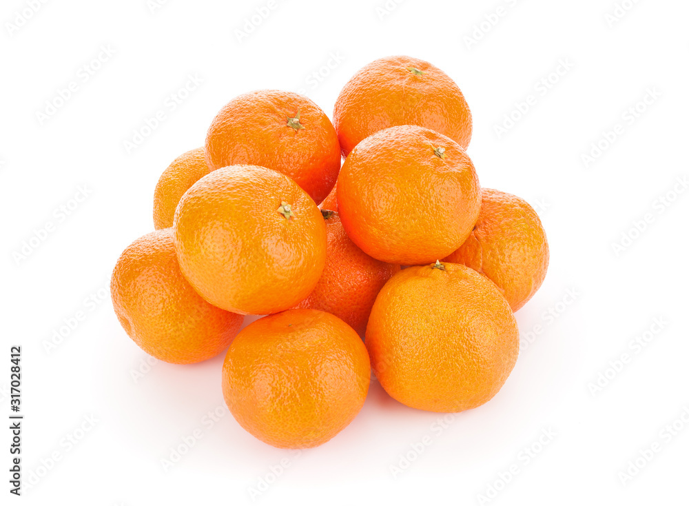 Pile of ripe tangerines on white background Pile of ripe tangerines on white background