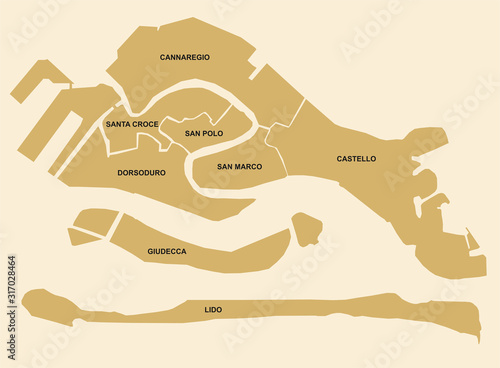 VENICE MAP WITH STREETS OF THE CITY GOLD DESIGN DESTINATION TRAVEL