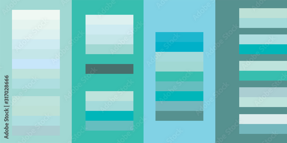 Conceptual blue and green turquoise color palettes trend combinations