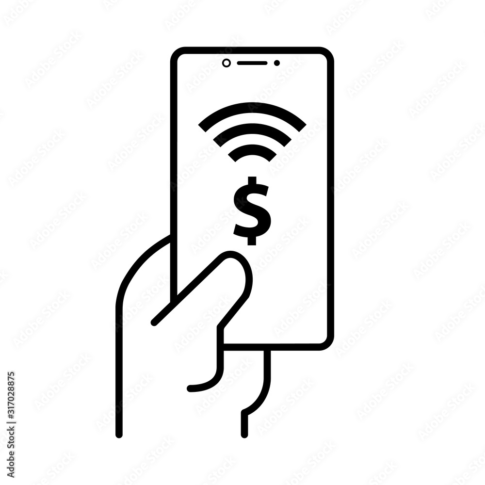 Simple icon for contactless payment using your smartphone Simple icon for contactless payment using your smartphone