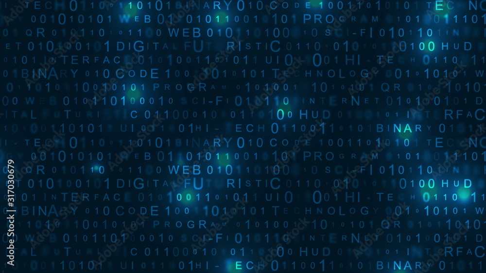 Glowing blue technology binary code abstract background Glowing blue technology binary code abstract background
