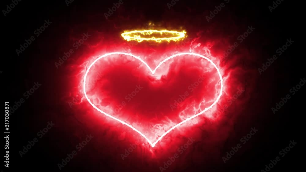 A burning heart and a halo above it as a symbol of love and passion A burning heart and a halo above it as a symbol of love and passion