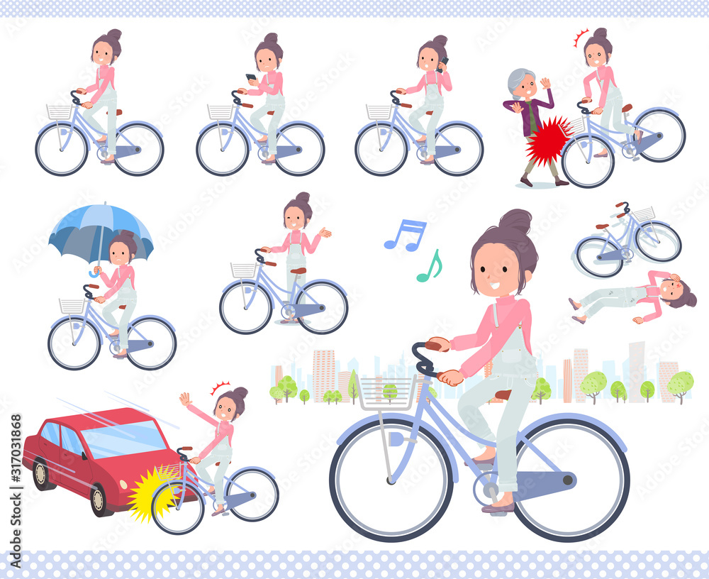 Naklejka premium flat type salopette bun hair women_city cycle