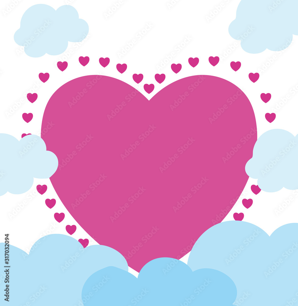 Love heart and clouds vector design