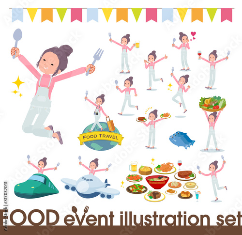 flat type salopette bun hair women_food festival