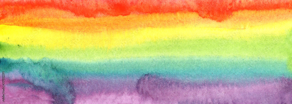 Obraz premium Illustration watercolor abstract banner spot seamless gradient colors of the rainbow. for design, place for text.