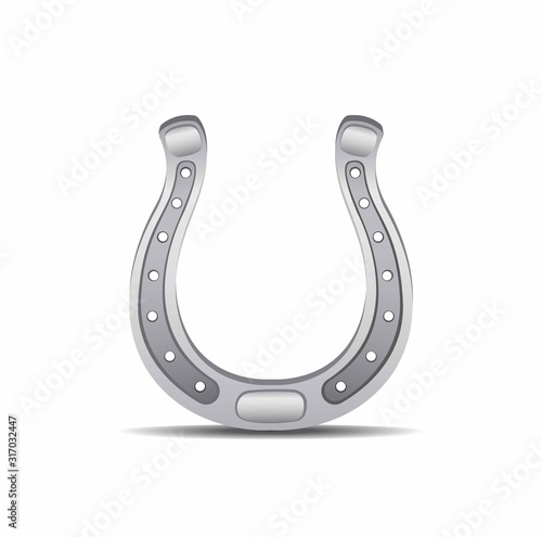 iron silver horseshoe realistic illustration vector isolated in white background